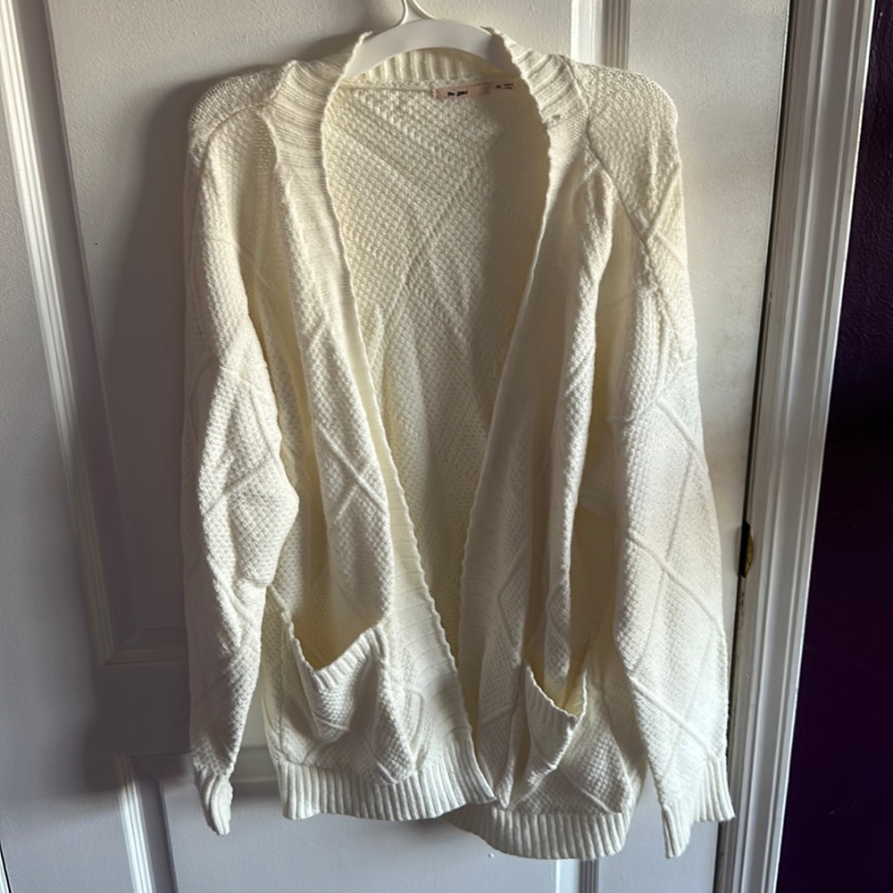 Mi Ami White Cardigan Super Soft Sweater in White
